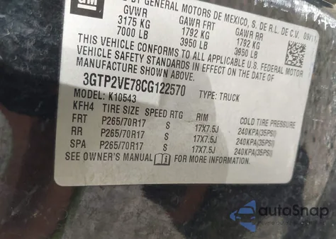 2012 GMC Sierra 1500 Sle from USA, damaged, VIN 3GTP2VE78CG122570